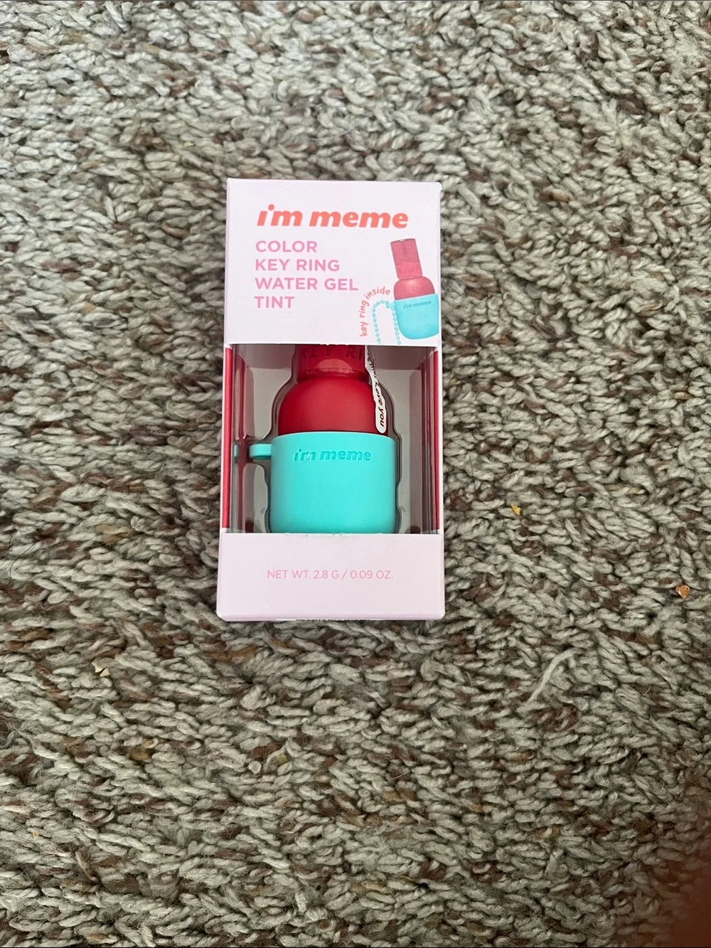 I'm Meme Color Key Ring Water Gel Tint — Red Tint with Aqua Case